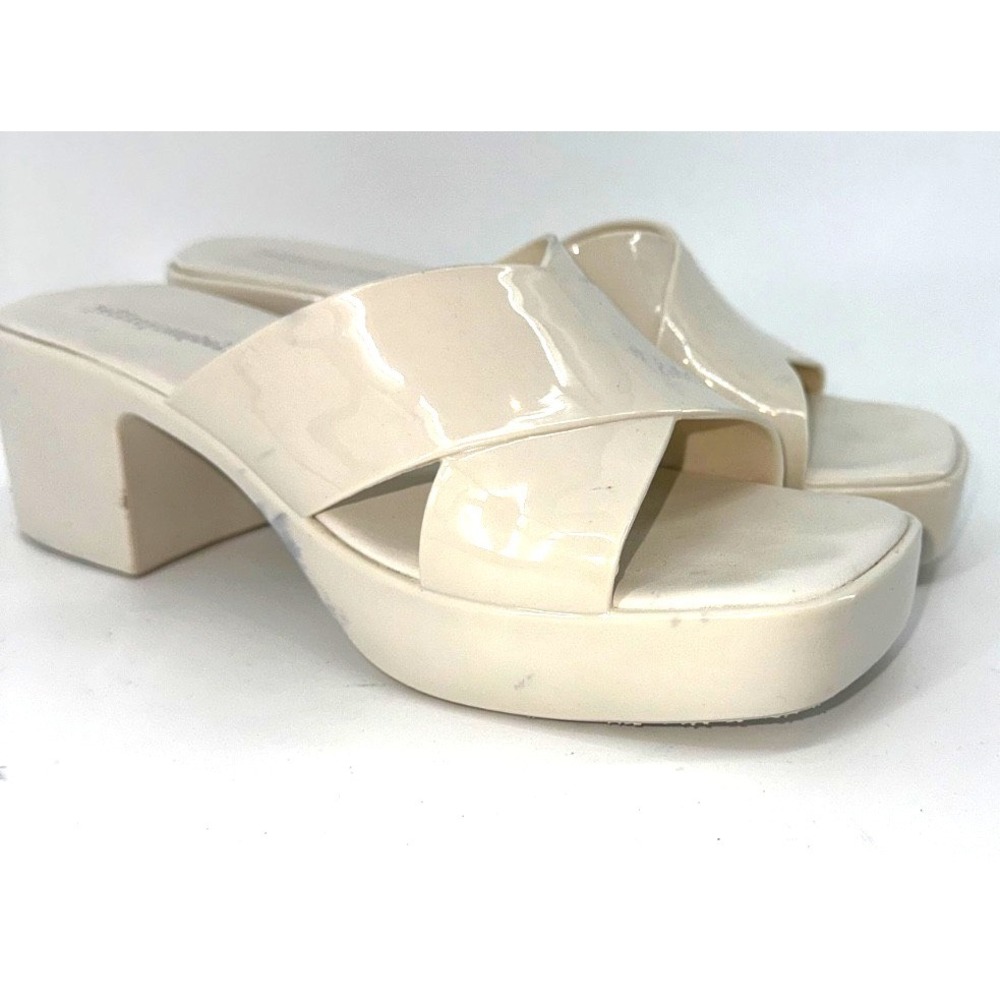 Jeffrey Campbell Bubblegum White Patent Platform Mules Y2K 90s Chunky Heels W 9